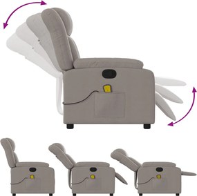 vidaXL Πολυθρόνα Μασάζ Ανακλινόμενη Taupe Υφασμάτινη