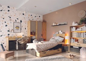 Βιβλιοθήκη  Qubic με φωτισμό LED Natural &amp; Graphite  QB-04