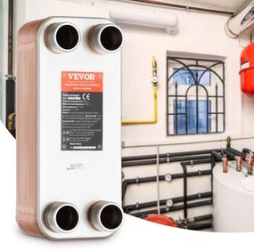 VEVOR 30 Plate Heat Exchanger 4*1-1/4&quot; MNPT Ports 5&quot;x 12&quot; Brazed 316L St. Steel