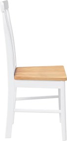 vidaXL Καρέκλες τραπεζαρίας 2 τεμάχια Λευκό μασίφ ξύλο καουτσούκ