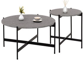 ΣΕΤ 2ΤΜΧ ΤΡΑΠΕΖΙΑ ΣΑΛΟΝΙΟΥ RONDA HM21089.01 MDF ΓΚΡΙ ΜΑΡΜΑΡΟ Φ80εκ &amp; Φ50εκ