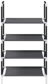 Ράφι παπουτσιών 4 επιπέδων μαύρο 44x28x77 cm μη υφασμένο ύφασμα - Μαύρο