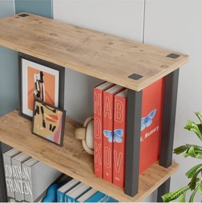 Βιβλιοθήκη με 3 ράφια από σανίδα (Λευκό) 52x22x145 cm - Δρυς 2 Λευκό