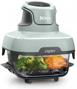 Φριτέζα ζεστού αέρα φορητός 4σε1 Ninja CRISPi FN101EUSG, 1700W, 3.8l, 6 μερίδες, 2 γυάλινα δοχεία, 4 προγράμματα, χωρίς PFAS και BPA, Πράσινο