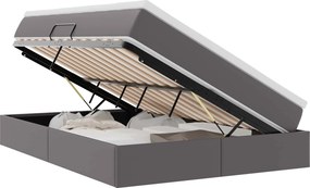 vidaXL Κρεβάτι με αποθηκευτικό χώρο και στρώμα Γκρι 140 x 200 cm