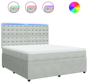 vidaXL Κρεβάτι Boxspring με Στρώμα Ανοιχτό Γκρι 180x200 εκ. Βελούδινο