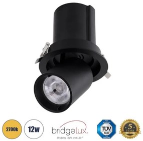 Χωνευτό Σποτ Downlight LED TrimLess 12W Μαύρο Θερμό 2700K VIRGO-M 60309 Globostar-60309-Μαύρο 60309