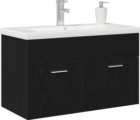 vidaXL Ντουλάπι Μπάνιου Μαύρη Οξυά 80 x 38,5 x 46 cm