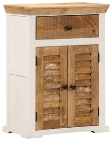 vidaXL Ντουλάπι Λευκό και Καφέ 55x30x73 εκ. Μασίφ Ακατεργ. Ξύλο Μάνγκο