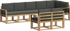 vidaXL Σειρά Καναπέ Εξωτερικού 8 pcs Άσπρο και Ανθρακί Πολυεστέρας
