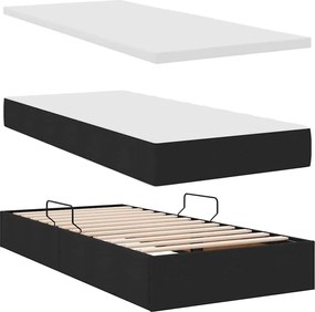 vidaXL LED Κρεβάτι αποθήκευσης με στρώμα Μαύρο 90 x 200 cm Ύφασμα