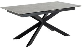 Τραπέζι Oakland 903, Μαύρο, Γκρι, 76x90x168cm, 86 kg, Επιμήκυνση, Επεξεργασμένο γυαλί, Κεραμικός, Μέταλλο | Epipla1.gr