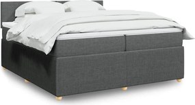 vidaXL Κρεβάτι Boxspring με Στρώμα Σκούρο Γκρι 200x200 εκ. Υφασμάτινο