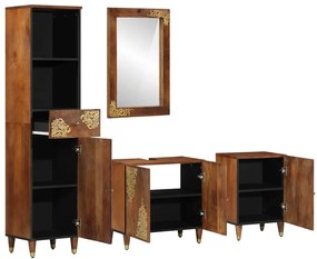 vidaXL Σετ Επίπλων Μπάνιου Επιτοίχιο 4 pcs Καφέ 62 x 33 x 58 εκ.
