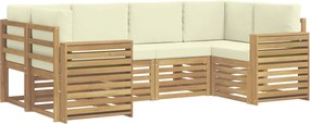 vidaXL Σειρά Καναπέ Εξωτερικού 6 pcs Λευκό και Κρεμ