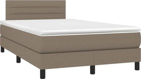 vidaXL Κρεβάτι Boxspring με Στρώμα &amp; LED Taupe 120x190 εκ. Υφασμάτινο