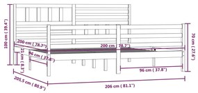 Πλαίσιο Κρεβατιού Μαύρο 200 x 200 εκ. από Μασίφ Ξύλο - Μαύρο