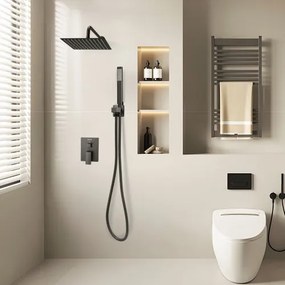 VEVOR Shower Faucet Set 10&quot; Square Rain Shower Head and Hand Set Matte Black