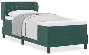 vidaXL Κρεβάτι Box Spring με Στρώμα Σκούρο Πράσινο 80x200 εκ Βελούδινο