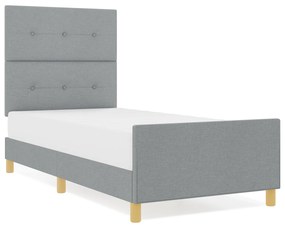 vidaXL Κρεβάτι Φωτεινό Γκρι 90x200 εκ Υφασμάτινο