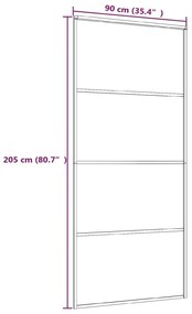 Συρόμενη Πόρτα Μαύρη Αμμοβολή 90 x 205 εκ. Γυαλί ESG/Αλουμίνιο - Μαύρο