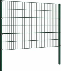 vidaXL Πάνελ Περίφραξης με Στύλους Σιδερένιο Πράσινο 1385 x 120 εκ.