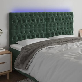 Κεφαλάρι Κρεβατιού LED Σκούρο Πράσινο 200x7x118/128 εκ.