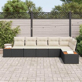vidaXL Σετ Καναπέ Κήπου 6 pcs Μαύρο και κρεμ 319 x 154 x 85 εκ.