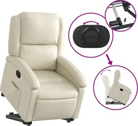 vidaXL Πολυθρόνα Ανακλινόμενη με Ανύψωση Κρεμ από Συνθετικό Δέρμα