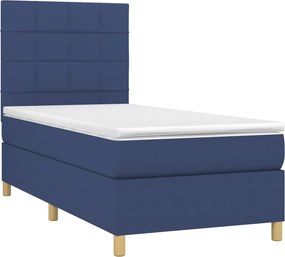 vidaXL Κρεβάτι Boxspring με Στρώμα Μπλε 100 x 200 εκ. Υφασμάτινο