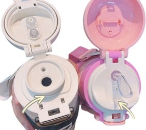 Παιδικό παγούρι-θερμός με καλαμάκι - 500ml - 219446 - White