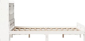 vidaXL Κρεβάτι Βιβλιοθήκη Χωρίς Στρώμα Λευκό 135x190 εκ Μασίφ Πεύκο