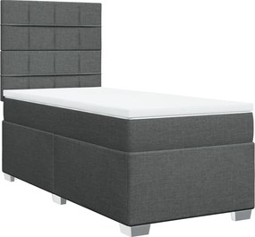 vidaXL Κρεβάτι Boxspring με Στρώμα Σκούρο Γκρι 100x200 εκ. Υφασμάτινο