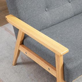 HOMCOM Τριθέσιος Καναπές Ταπετσαρίας, Ξύλο Καουτσούκ, 154,5 x 69,5 x 73 εκ., Γκρι