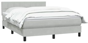 vidaXL Κρεβάτι Boxspring με Στρώμα Ανοιχτό Γκρι 140x210 εκ. Βελούδινο