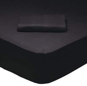 Σεντόνι Μεμονωμένο Βαμβακερό King Με Λάστιχο 180x200+35εκ. Colour Best 1015 Black Das Home