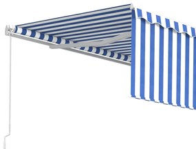 vidaXL Τέντα Συρόμενη Χειροκίνητη με Σκίαστρο Μπλε / Λευκό 4,5 x 3 μ.