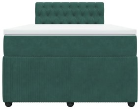 vidaXL Κρεβάτι Boxspring με Στρώμα Σκούρο Πράσινο 120x200εκ. Βελούδινο