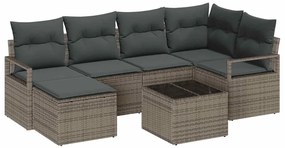 vidaXL Σετ Καναπέ 7 pcs Γκρι συνθετικό ρατάν