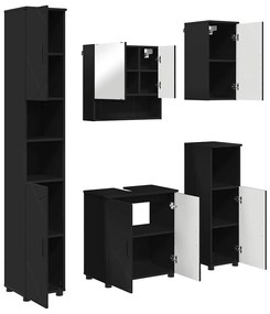 vidaXL Σετ Επίπλων Μπάνιου Επιτοίχιο 5 pcs Μαύρο 61 x 35 x 64 εκ.