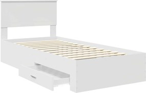 vidaXL Σκελετός Κρεβατιού Λευκό 90 x 190 cm Επεξεργασμένο Ξύλο