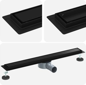 vidaXL Σιφόνι ντους 2-σε-1 με 360° σιφόνι Μαύρο 70 cm