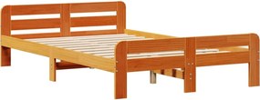 vidaXL Σκελετός Κρεβ. Χωρίς Στρώμα Καφέ Κεριού 135x190 εκ Μασίφ Πεύκο