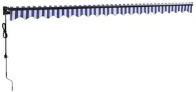 vidaXL Τέντα Πτυσσόμενη Αυτόματη Μπλε και Λευκή 5 x 3 μ.