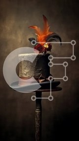 Intra Συλλεκτικό Ξύλινο Παζλ Plywood 4mm - Κέικ με πορτοκαλί φτερά στο επάνω μέρος του σταντ Σε Ξύλινο Κουτί - Διαστάσεις: 10x10 cm – 25 κομμάτια