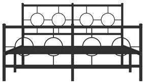 vidaXL Πλαίσιο Κρεβατιού με Κεφαλάρι&Ποδαρικό Μαύρο 135x190εκ. Μέταλλο