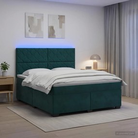 vidaXL Κρεβάτι box spring με στρώμα Σκούρο Πράσινο 160 x 200 cm