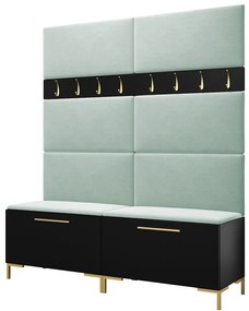 Σετ διαδρόμου Hartford F101, 196x168x46cm, 32 kg, Μαύρο, Ταπισερί, Πλαστικοποιημένη μοριοσανίδα, Εντοιχισμένη, Τοίχου | Epipla1.gr