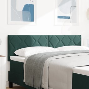 vidaXL LED Υποστήριγμα Κρεβατιού Διαμαντιών Σκούρο Πράσινο 160 εκ. Βελούδο