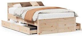 vidaXL Σκελετός Κρεβατιού Χωρίς Στρώμα 135x190 εκ Μασίφ Ξύλο Πεύκου